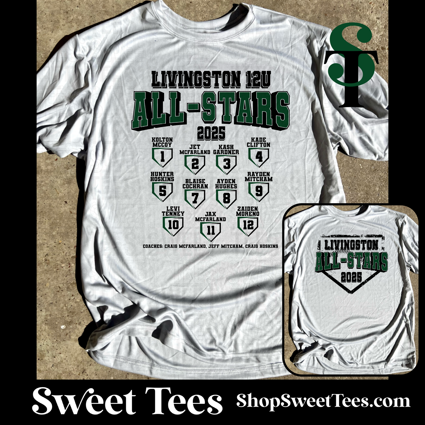 12U Livingston All-Stars 2025 Roster tee