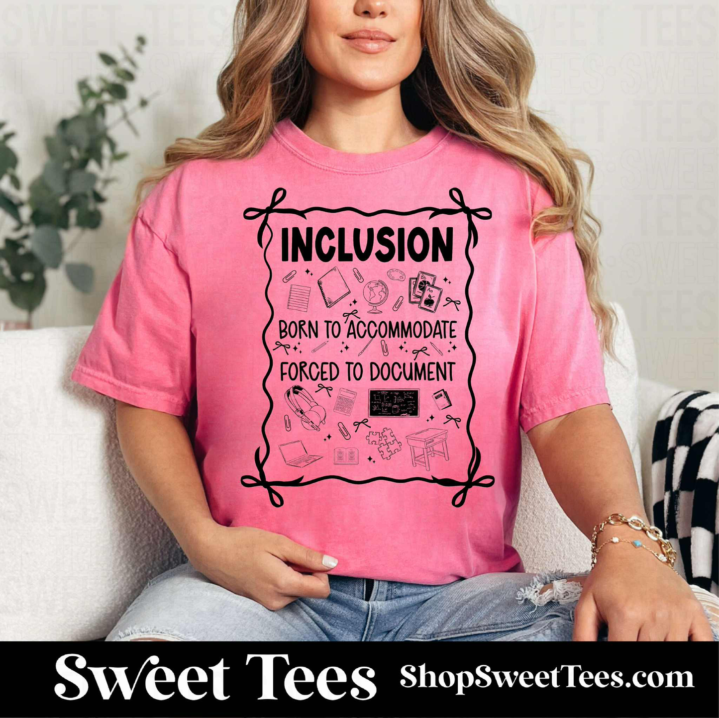 Inclusion Born to Accommodate Bows tee