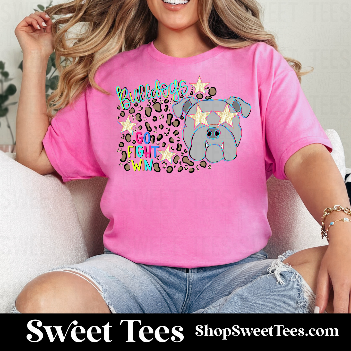 Bulldogs Preppy Leopard tee