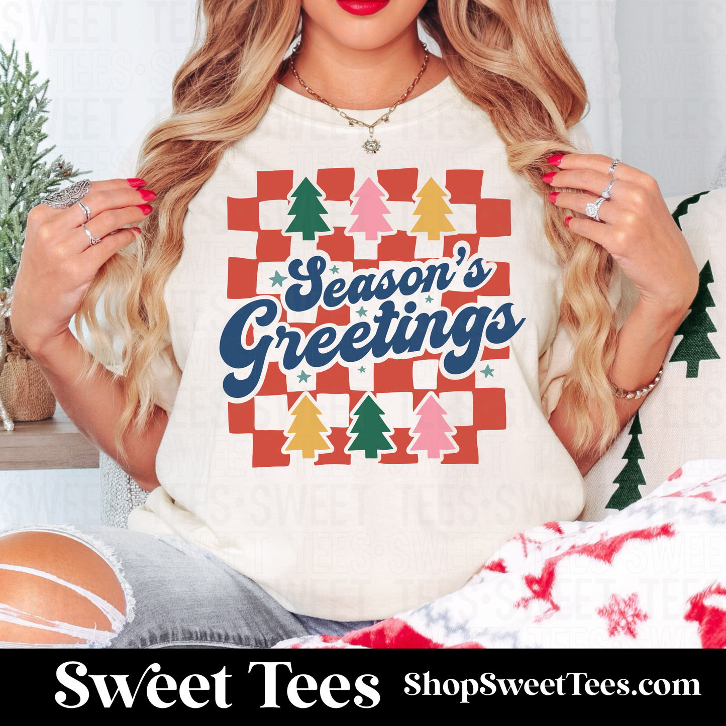 Season's Greetings Checker tee