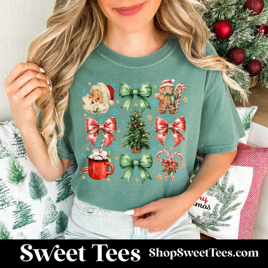 Coquette Christmas Bow tee - Green