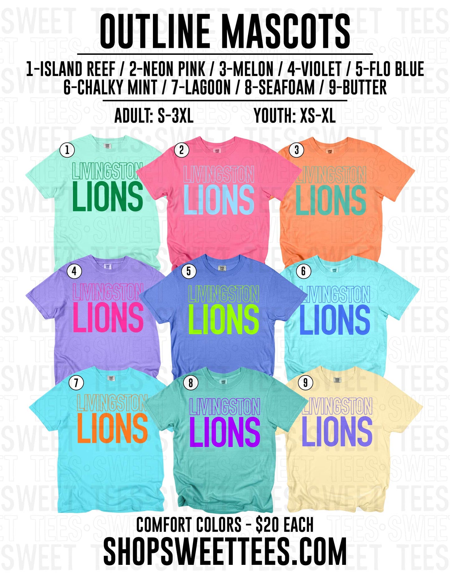 Outline Neon Mascot 210 tee