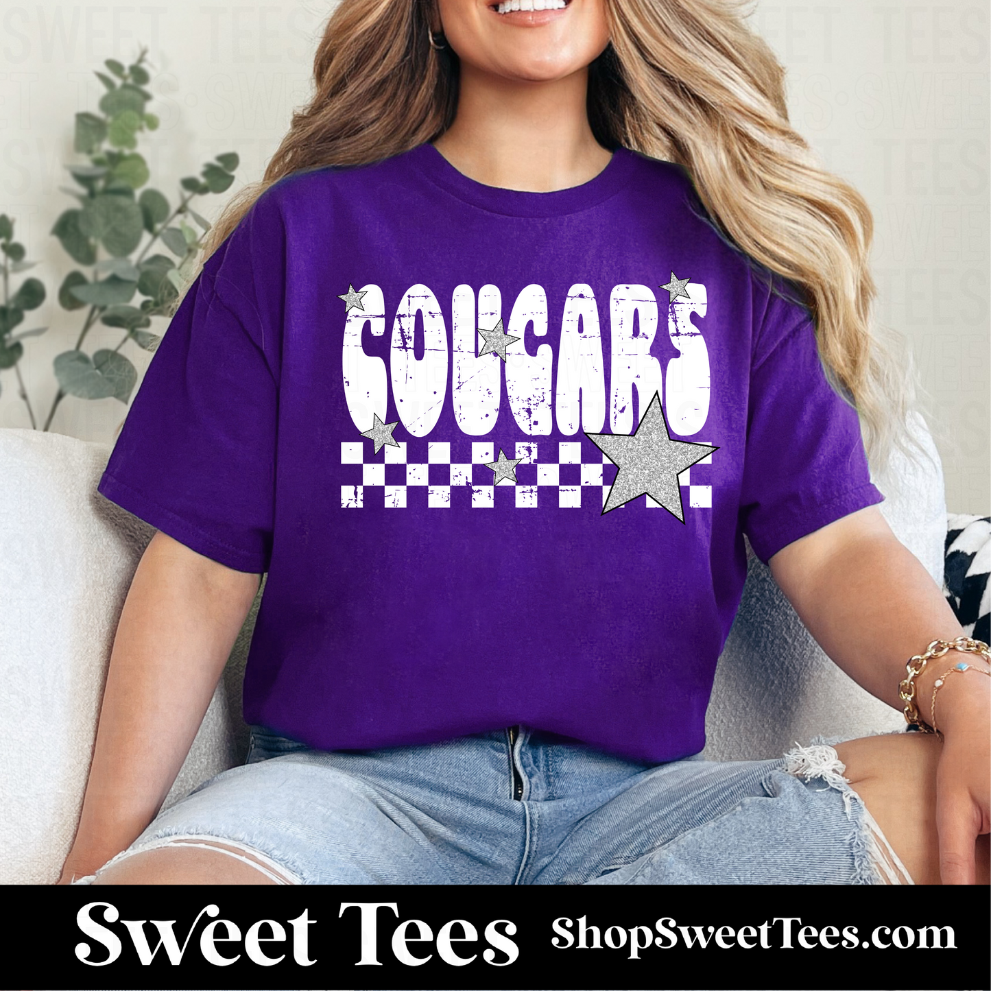 Cougars Grunge Checkered Star 059 tee