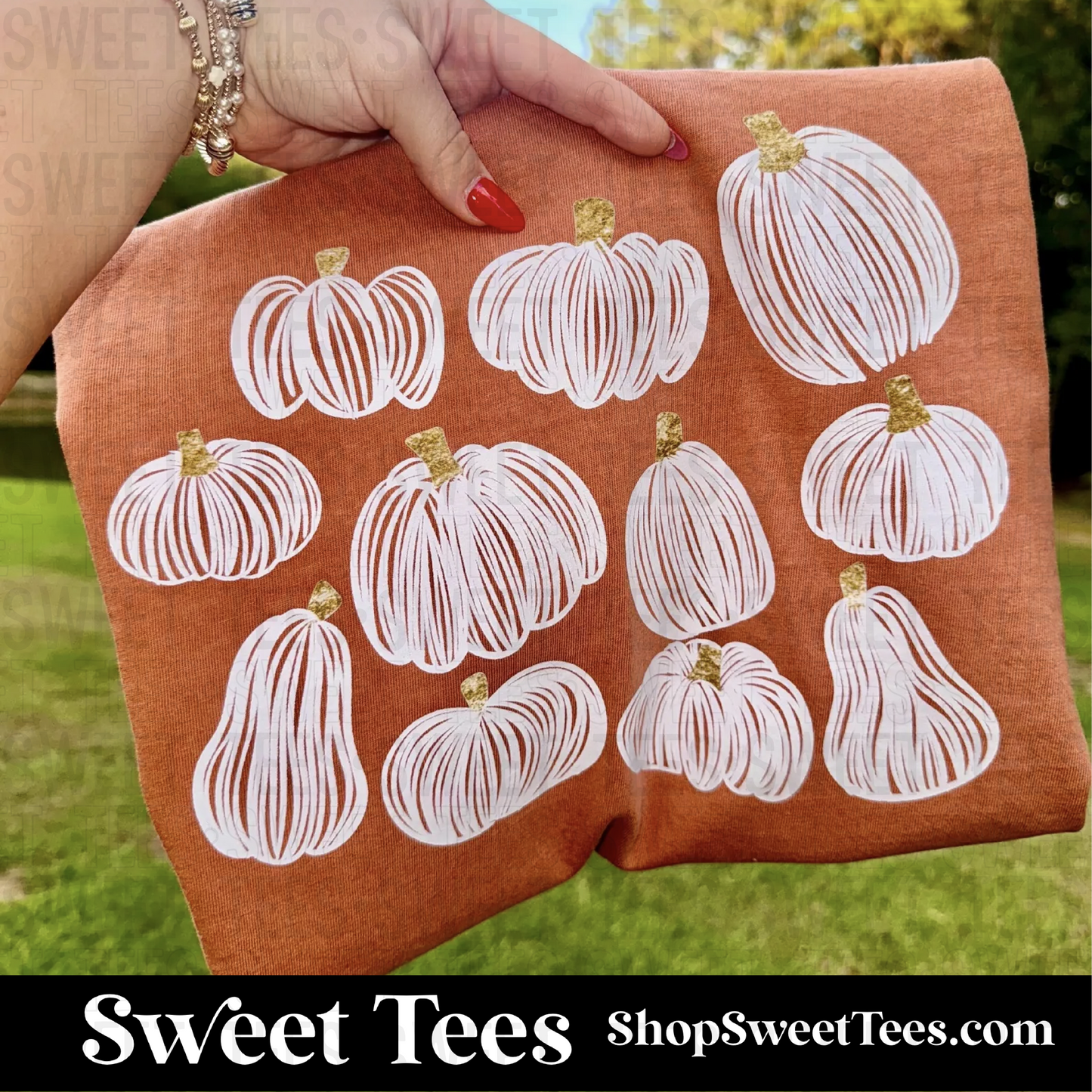 White Pumpkin Doodle tee