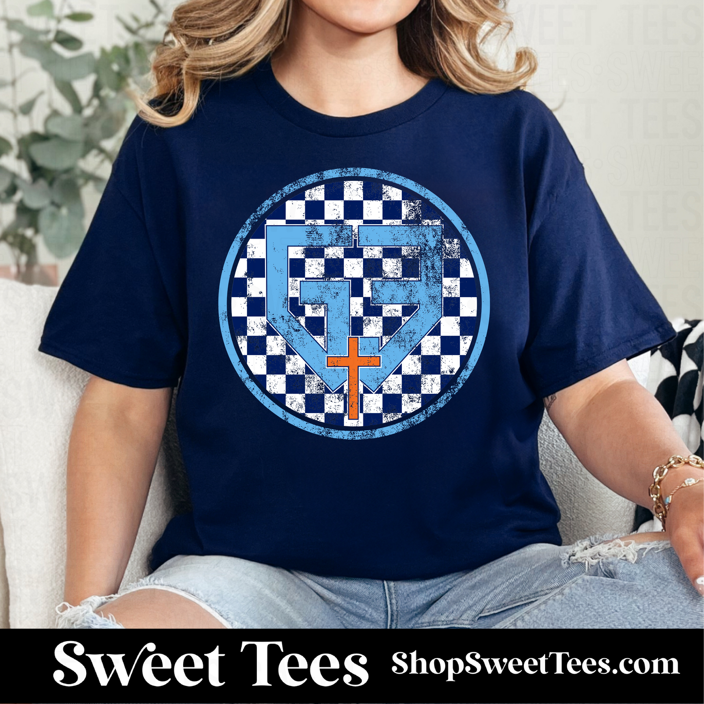 G3 Grunge Checker Circle tee