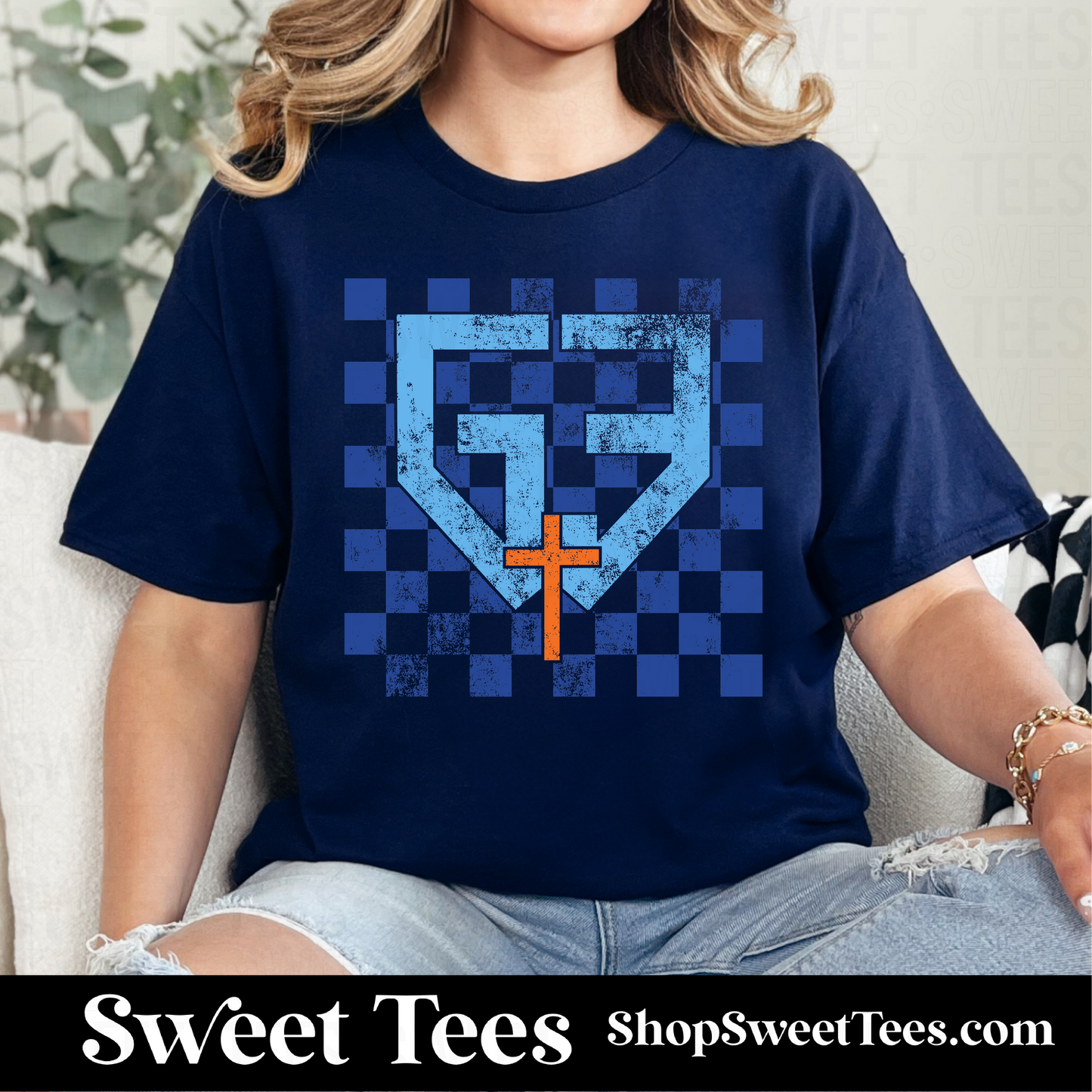G3 Grunge Checker tee