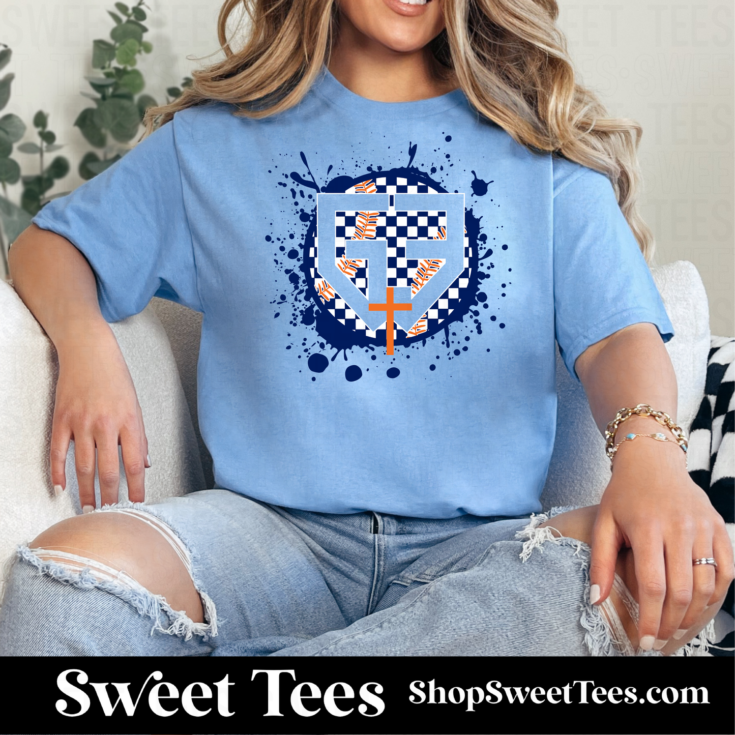 G3 Ink Spatter Checker Baseball tee