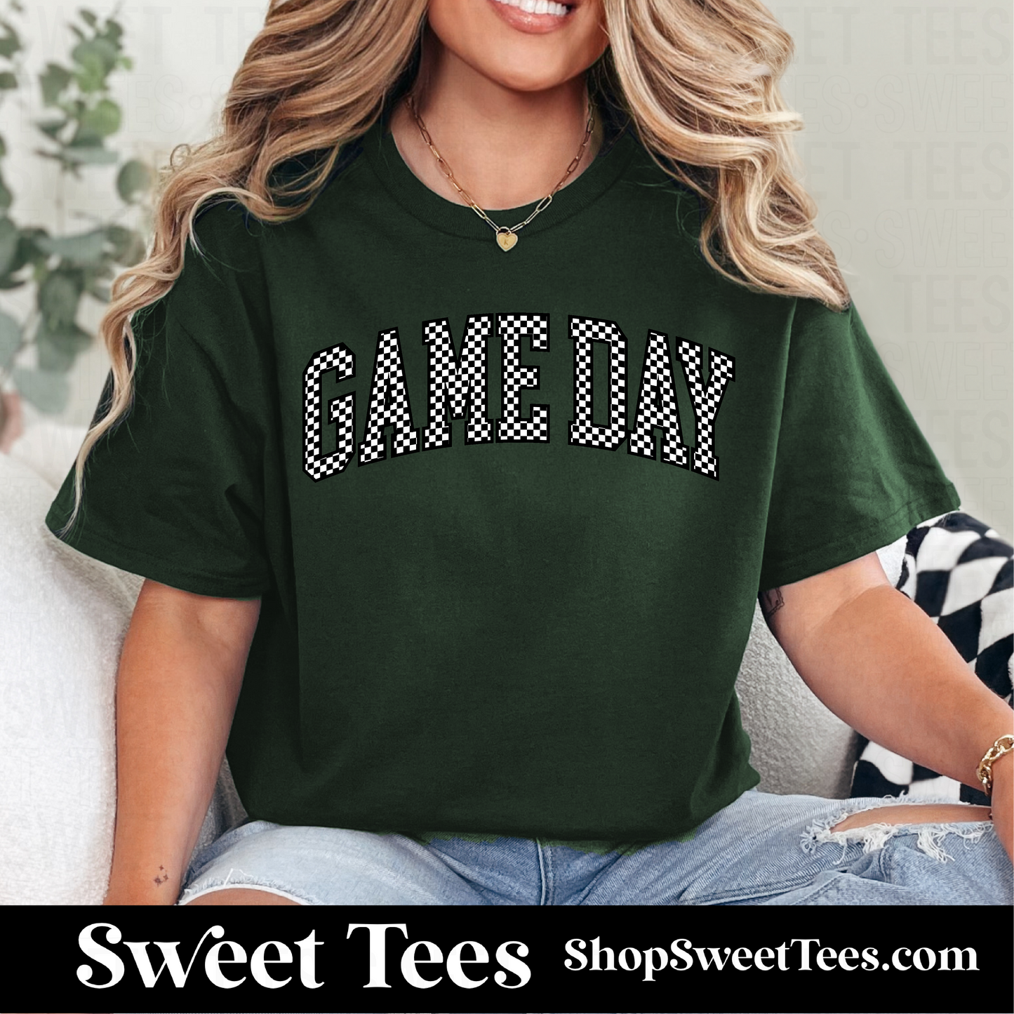 Game Day Checkered tee - Forest