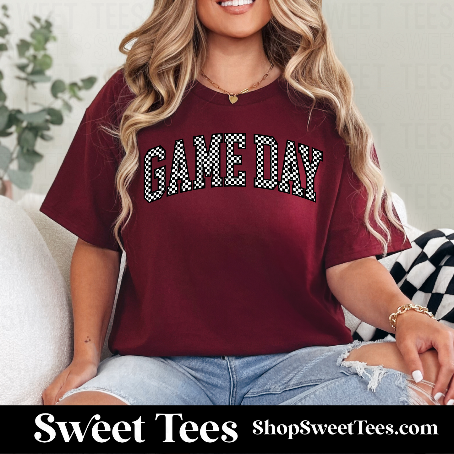 Game Day Checkered tee - Maroon