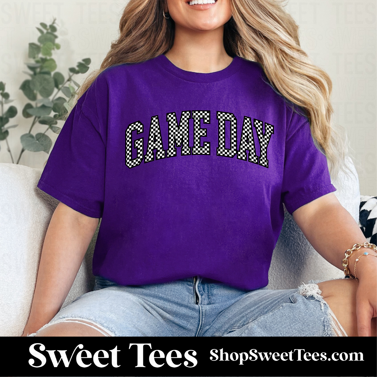 Game Day Checkered tee - Purple