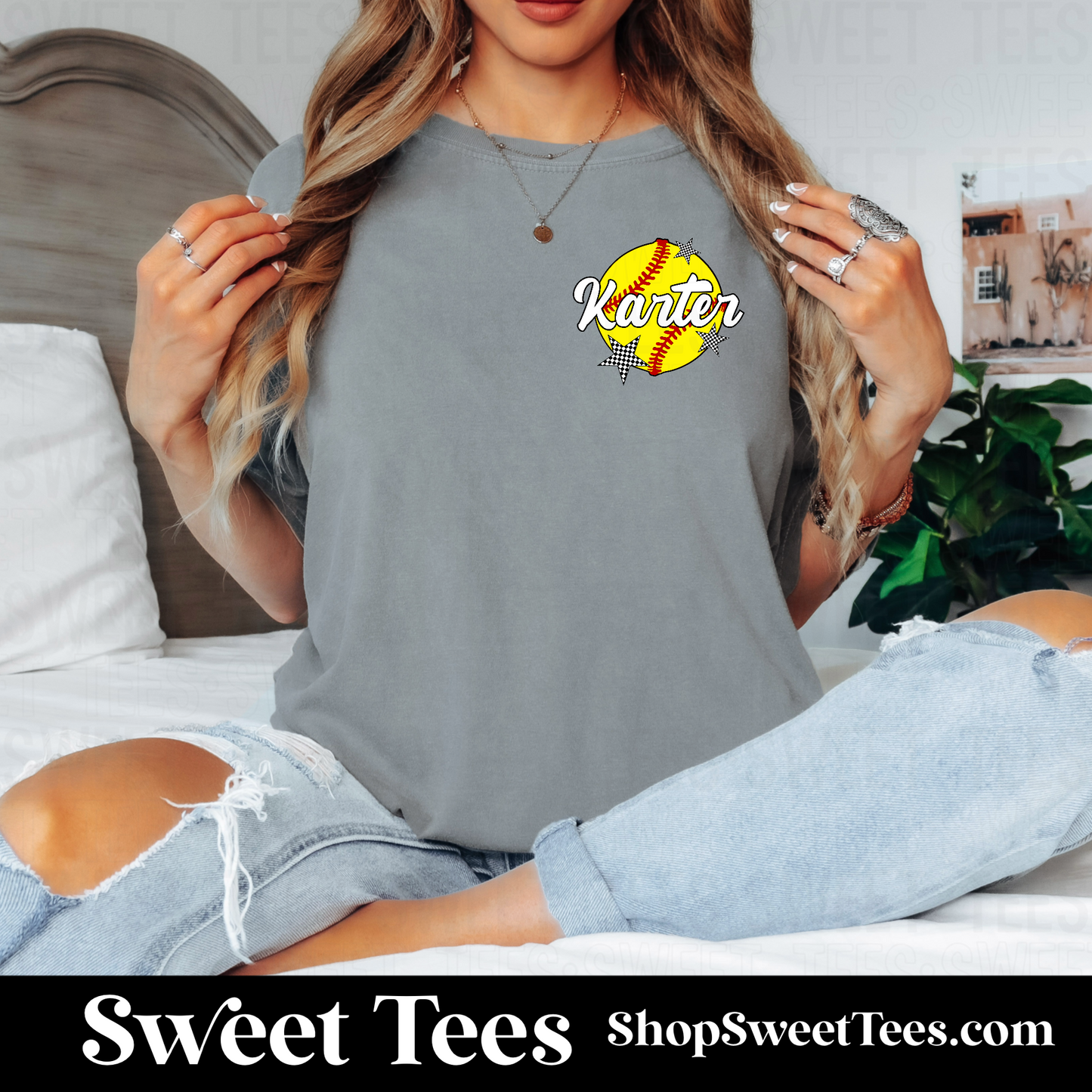 Softball Game Day Custom Pocket tee