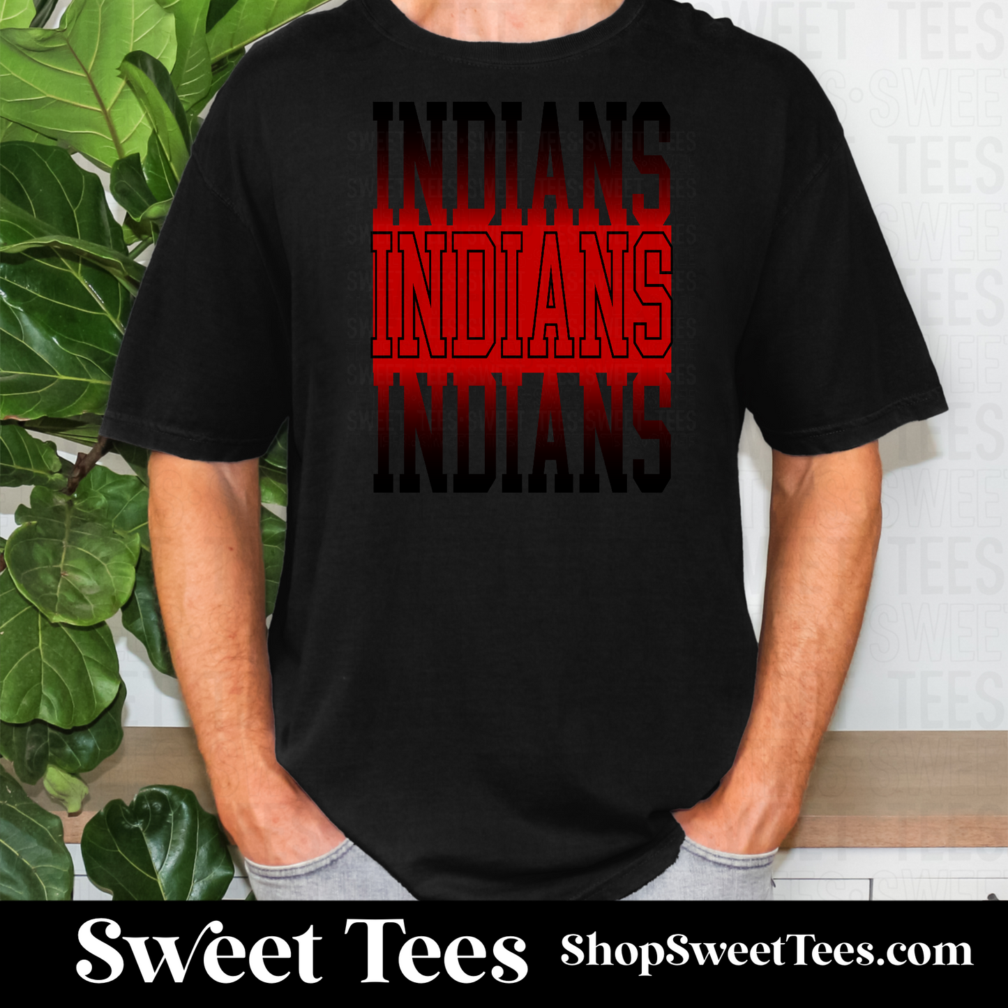 Indians Ombre Outline 072 tee