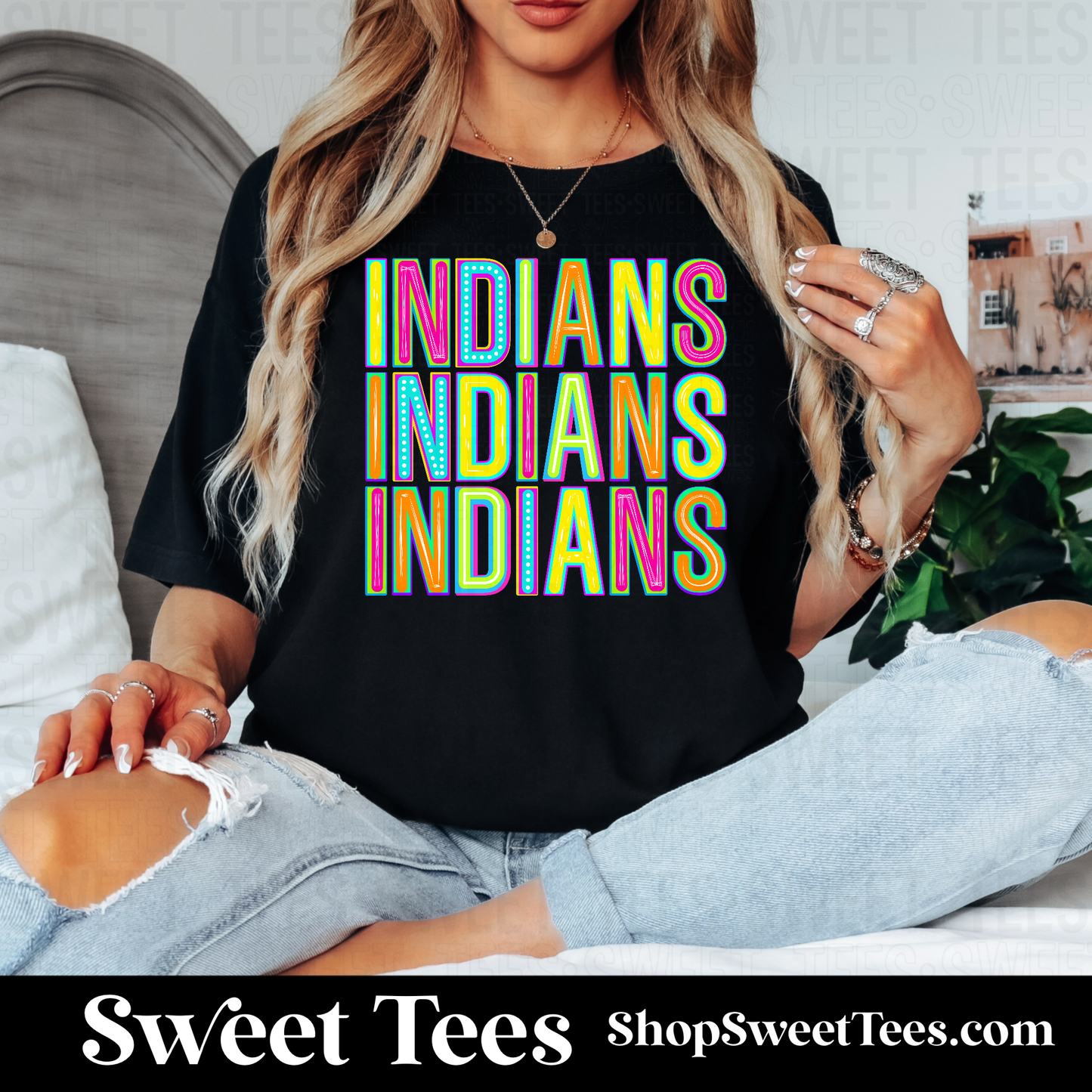 Indians Funky Colorful Alpha 074 tee