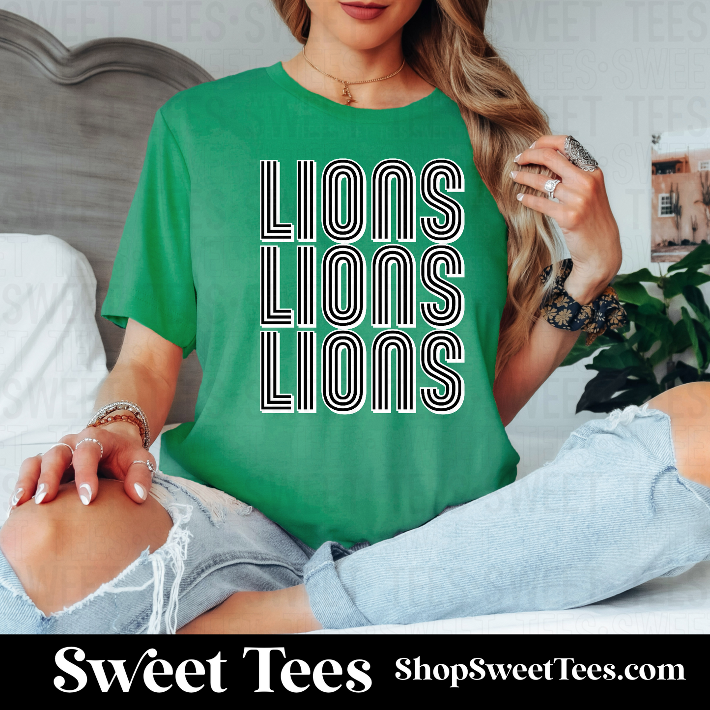 Lions Inline Stacked Spirit 057 tee - Kelly Green