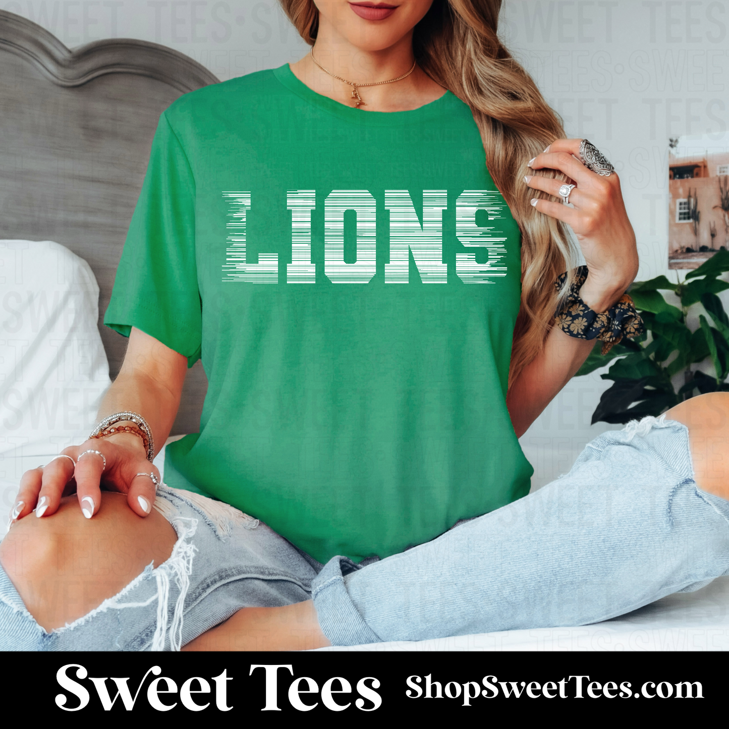 Lions Scratched 081 tee - Kelly Green