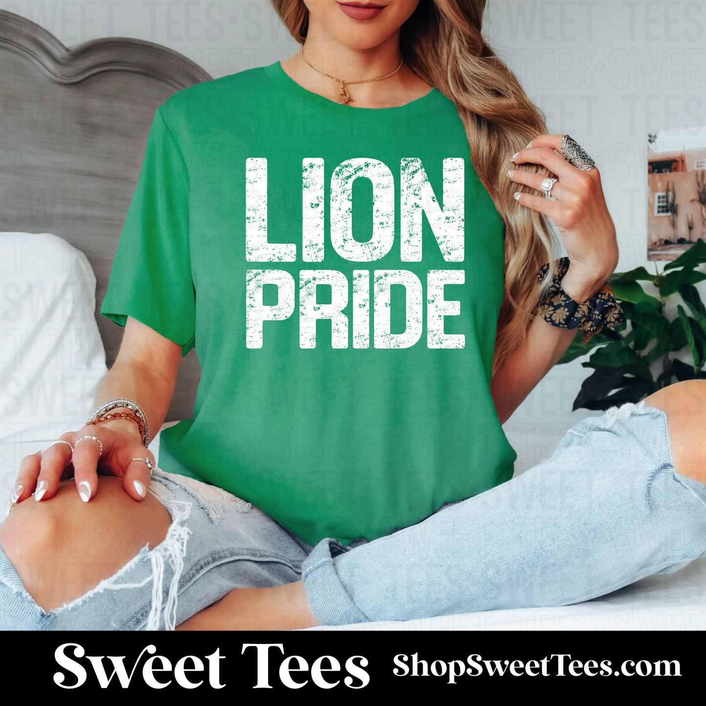 Lion Pride Grunge 086 tee - Kelly Green