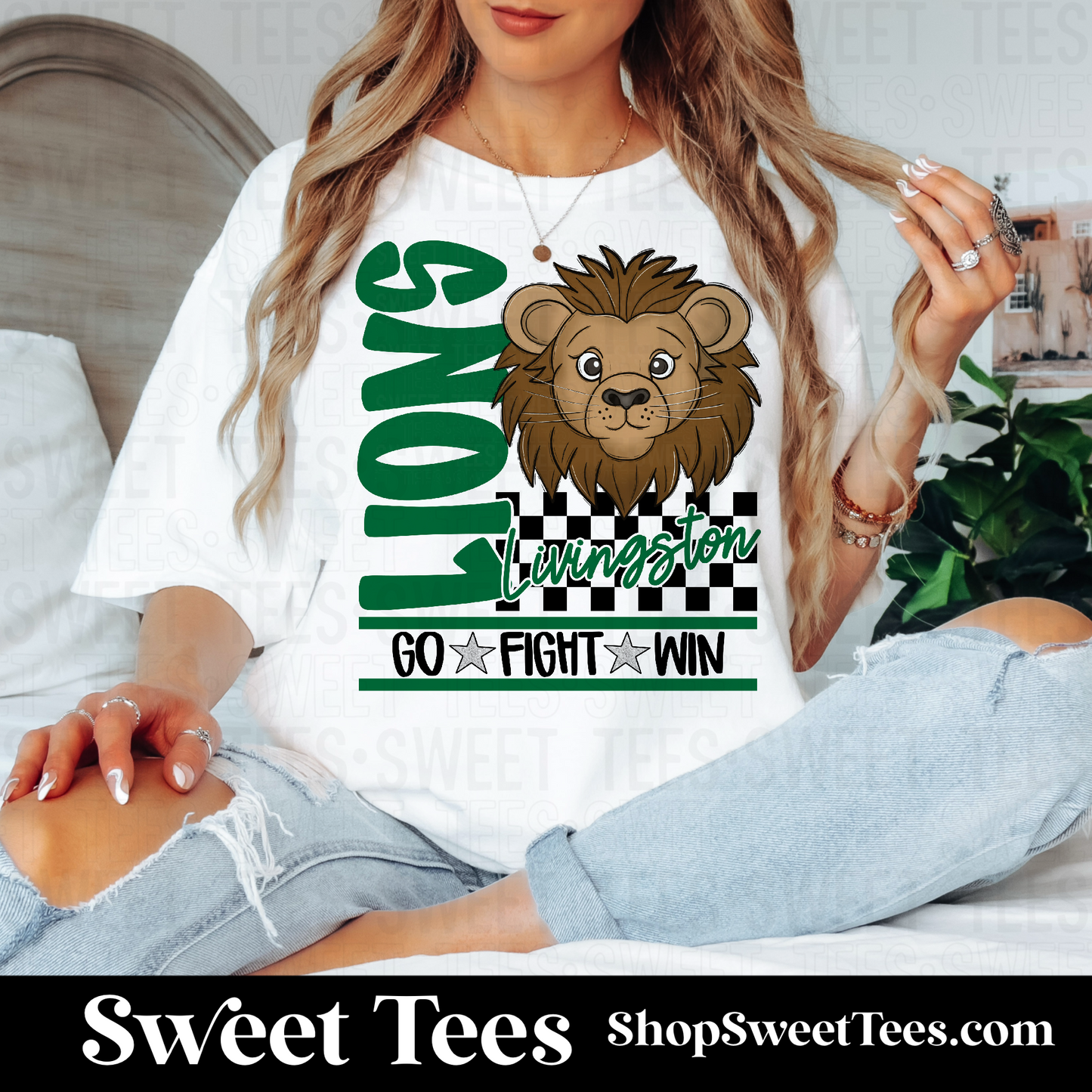 Lions Checker Spirit Mascot 108 tee