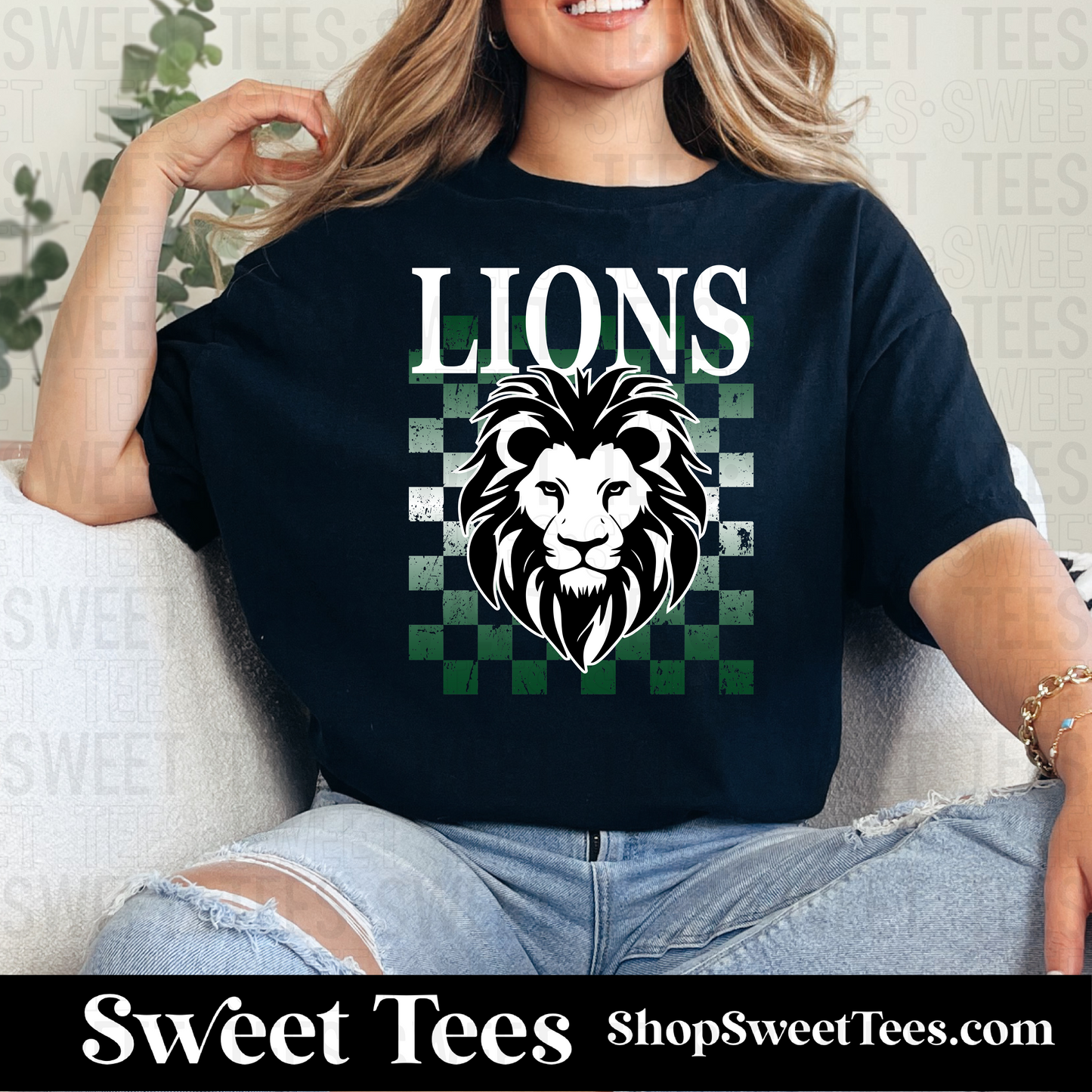 Lions Checker Spirit Mascot 138 tee