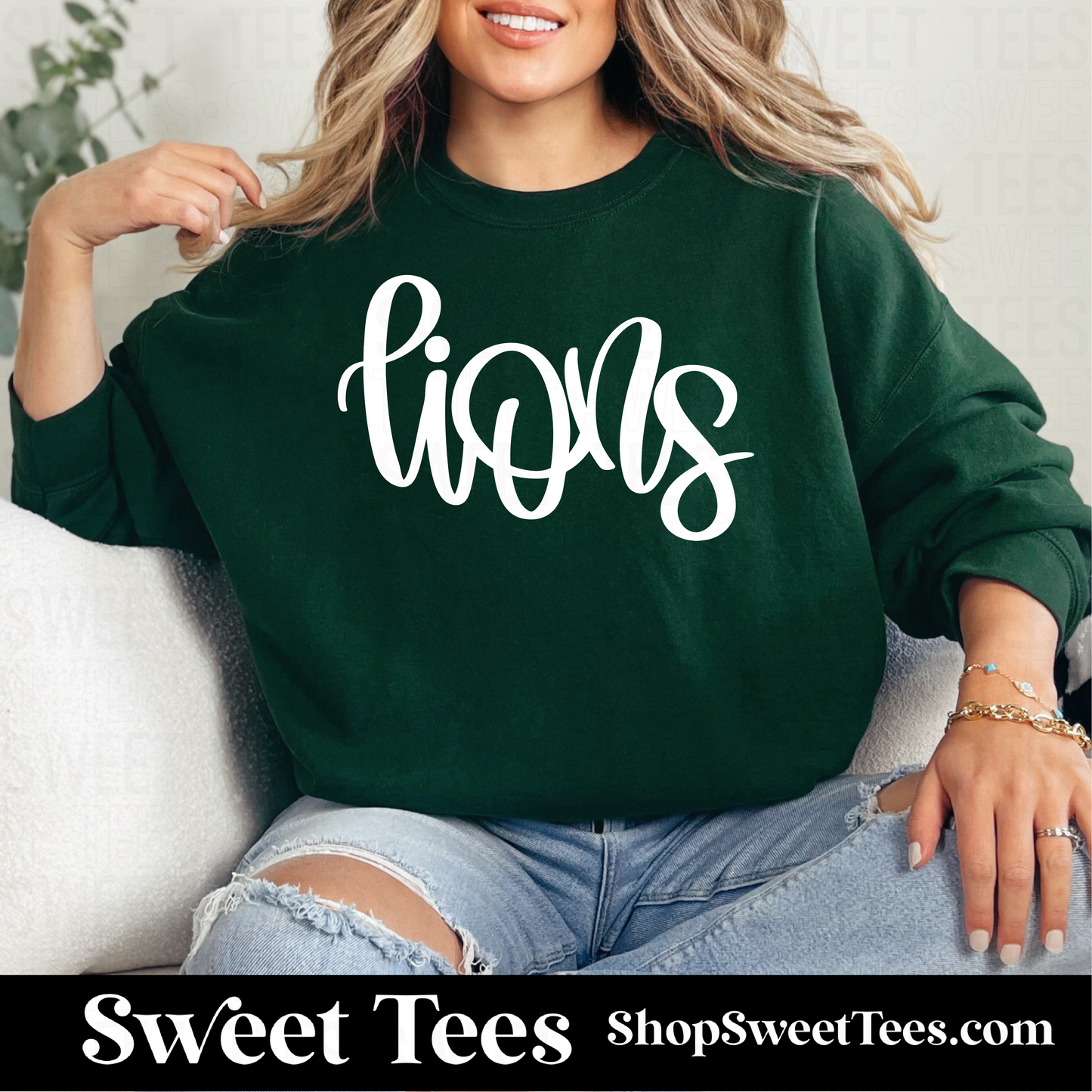 Lions Hand Script 400 Sweatshirt - Forest