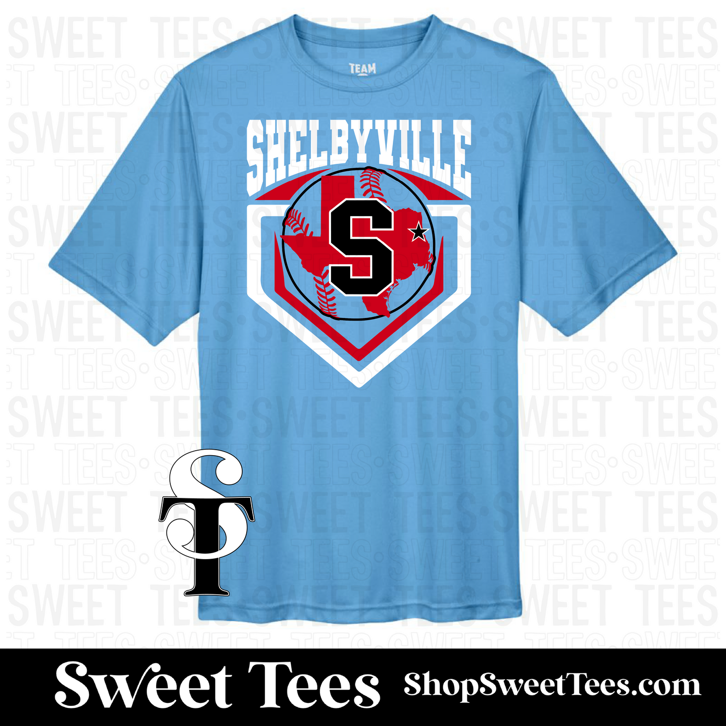 Shelbyville Texas Arched Baseball Plate Drifit tee