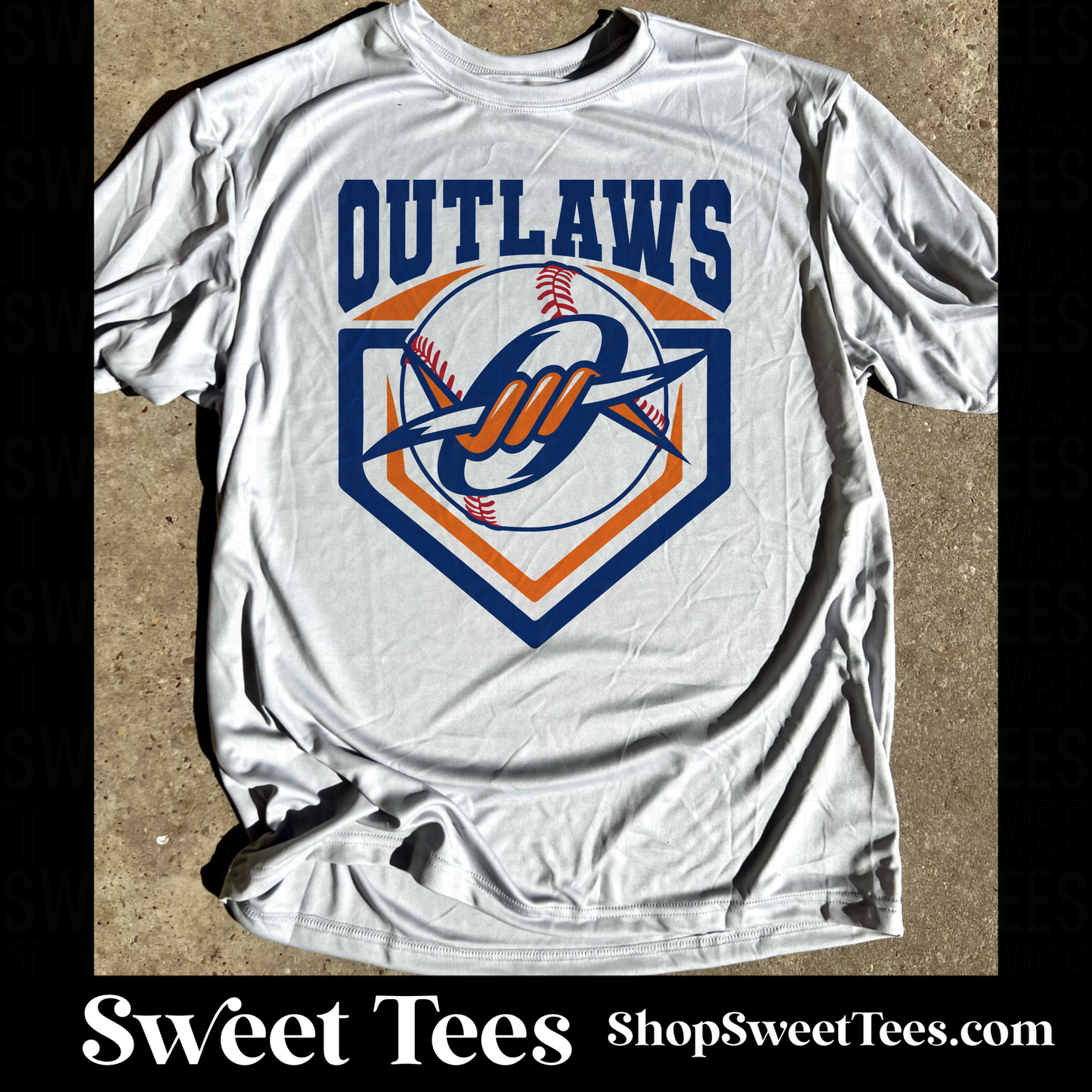 Outlaws Arched Baseball Plate Drifit tee