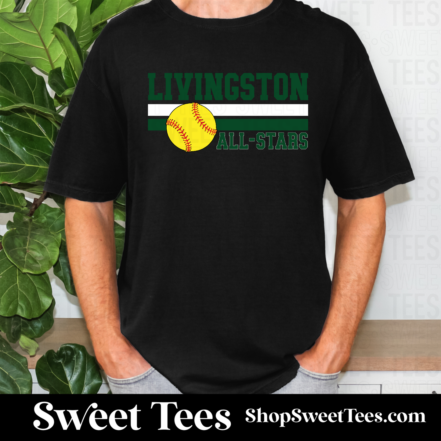 Livingston All-Stars Softball Double Stripe tee - Black