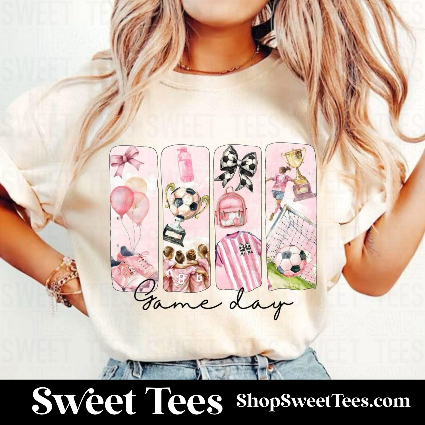Soccer Pink Watercolor tee