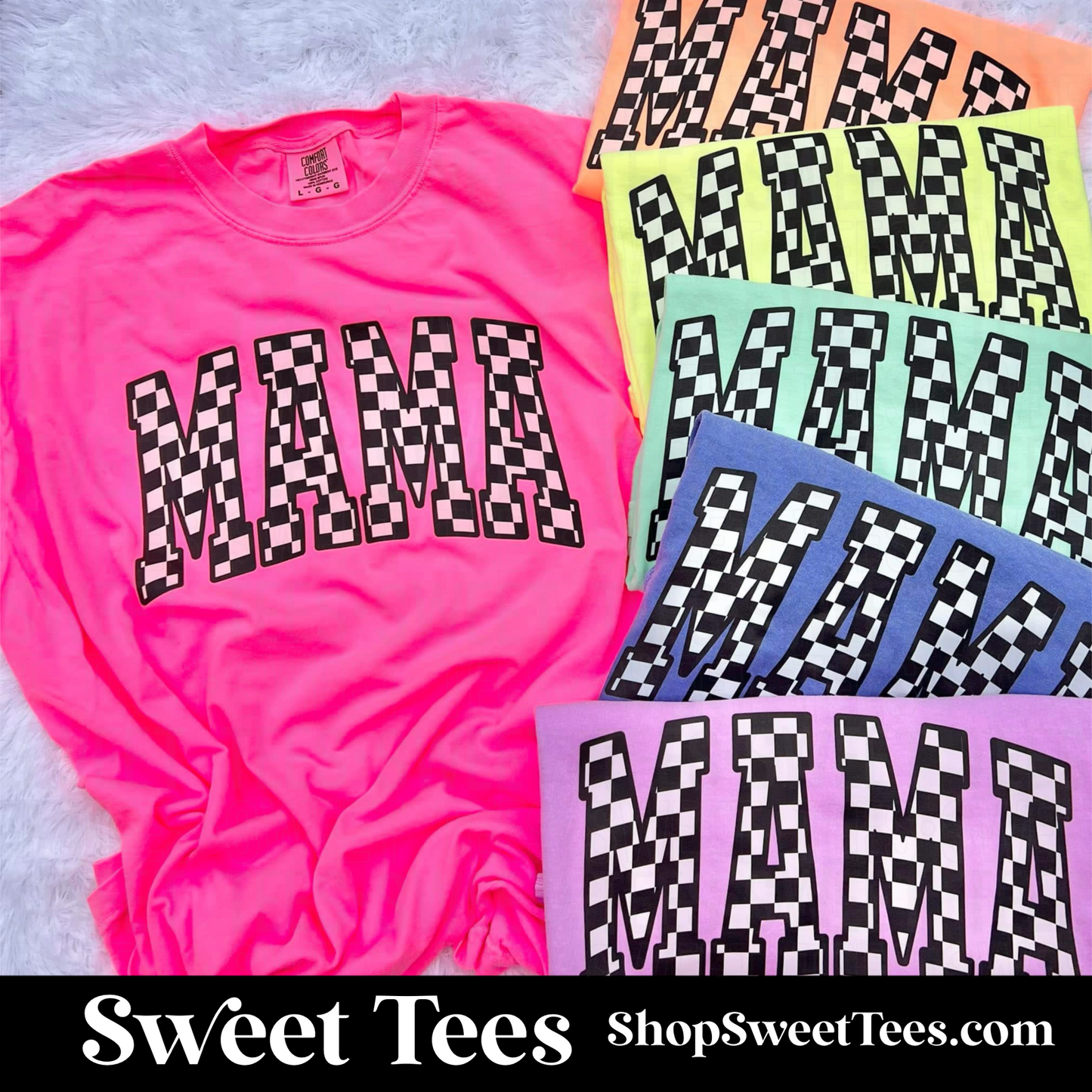 Checkered Mama tee