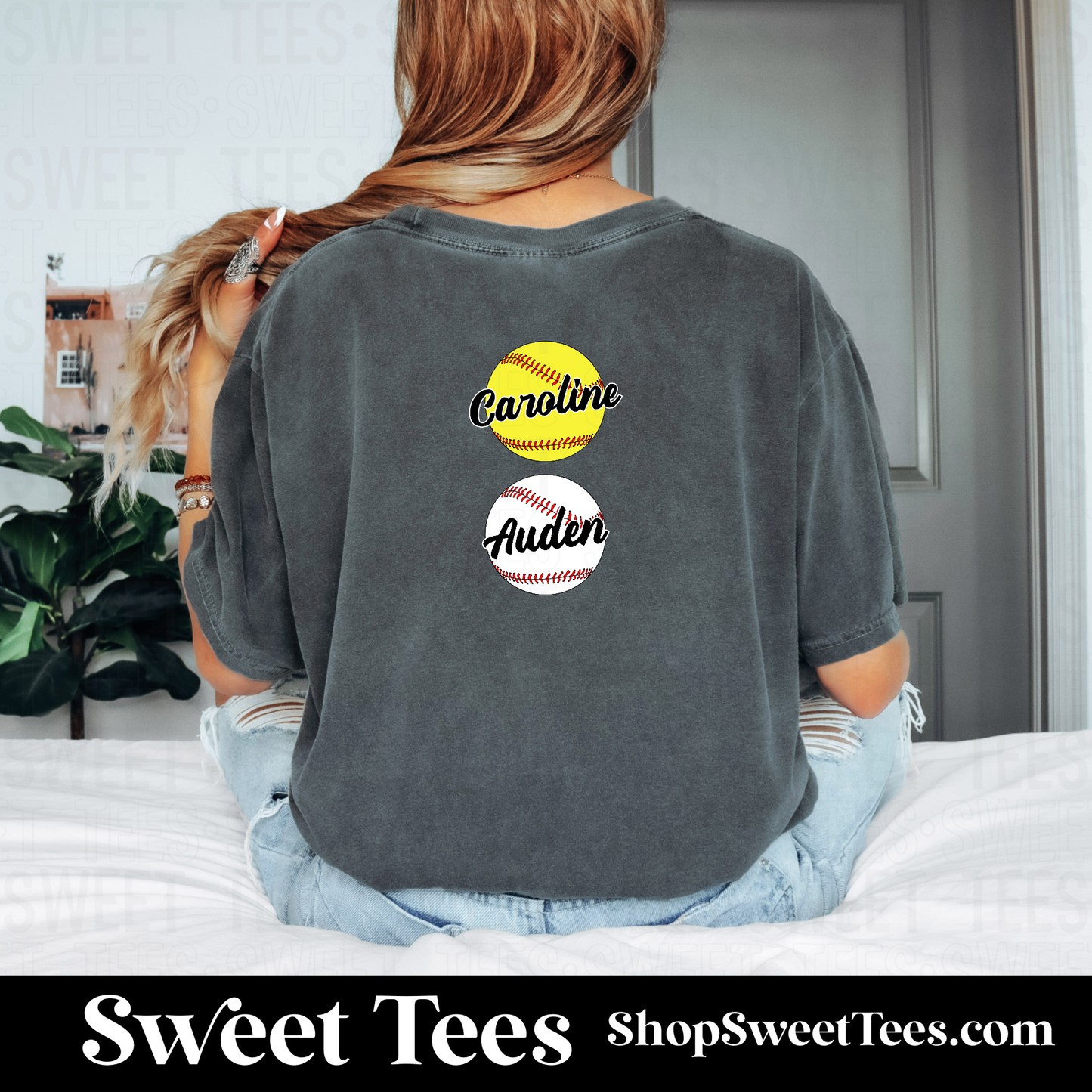 Baseball Softball Mama + Custom Ball Back tee