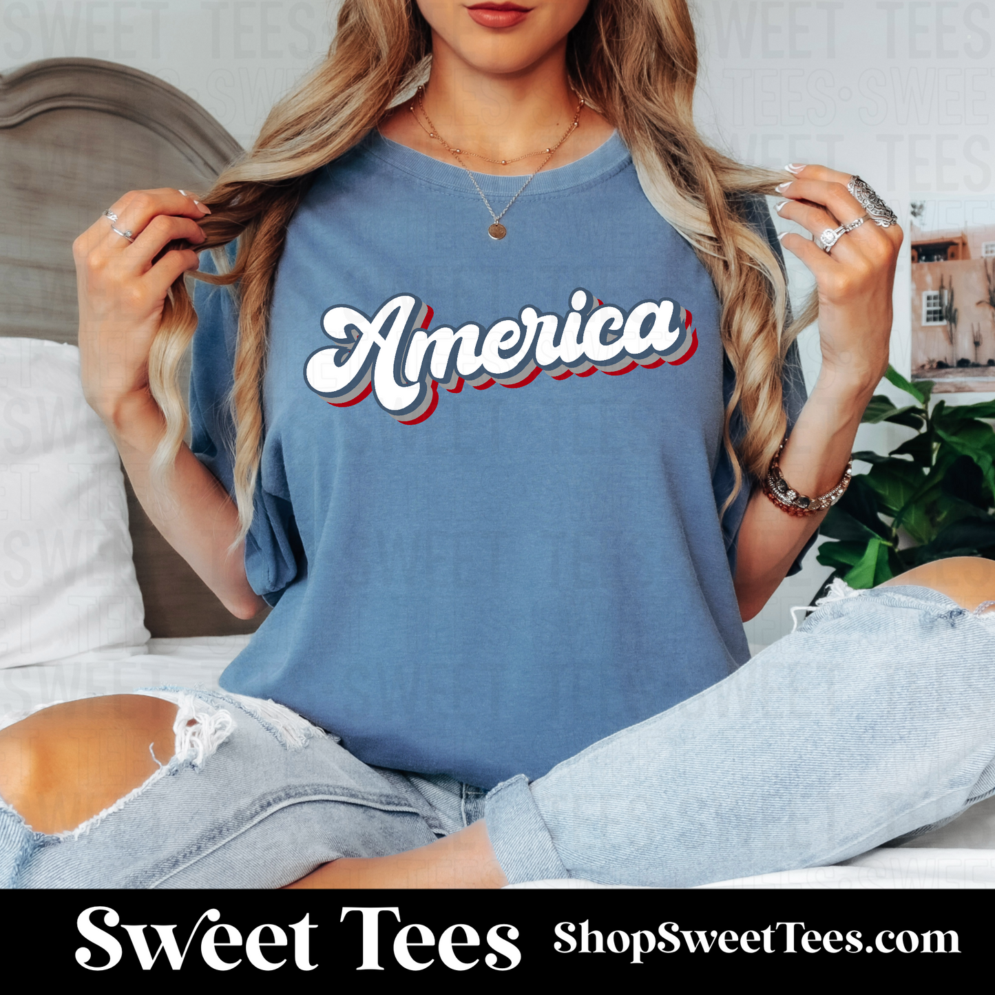 Retro America Script tee