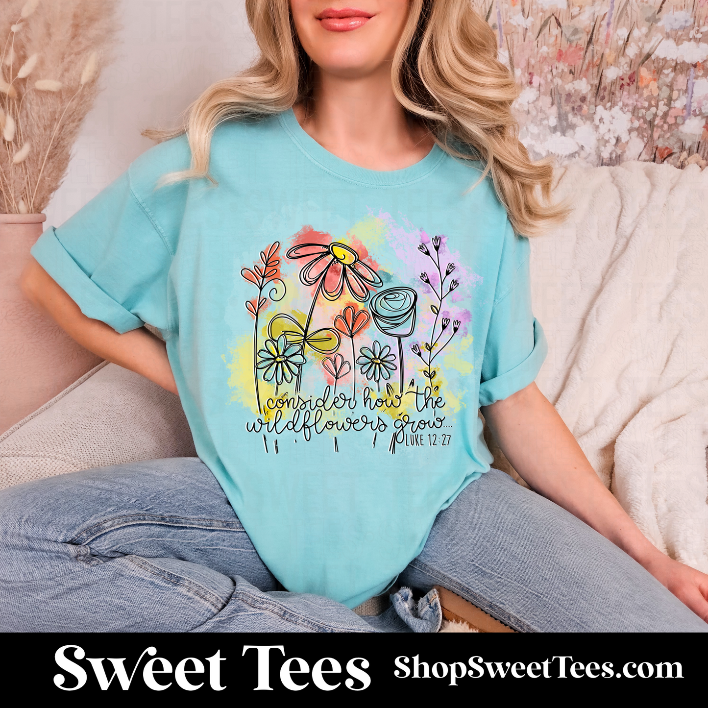 Consider How The Wildflowers Grow Watercolor tee