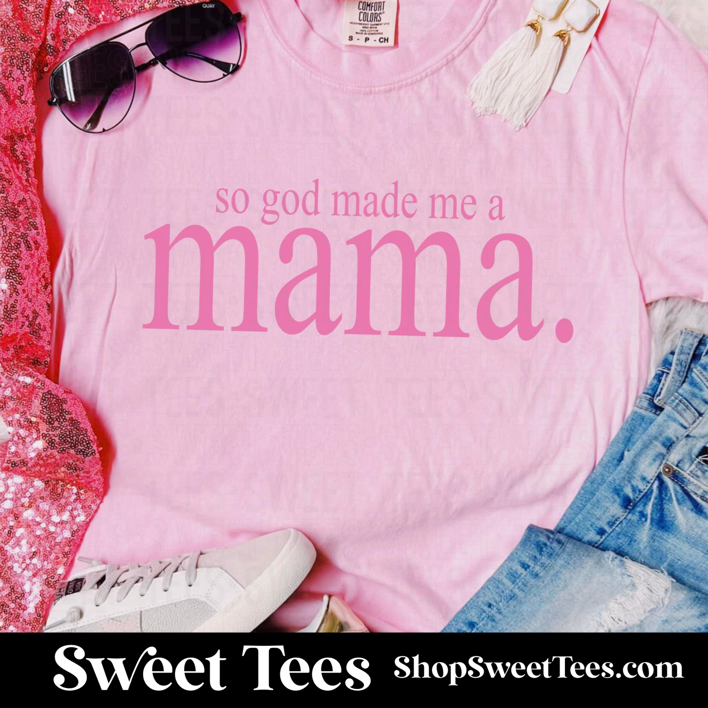 So God Made Me a Mama tee - Blossom CC
