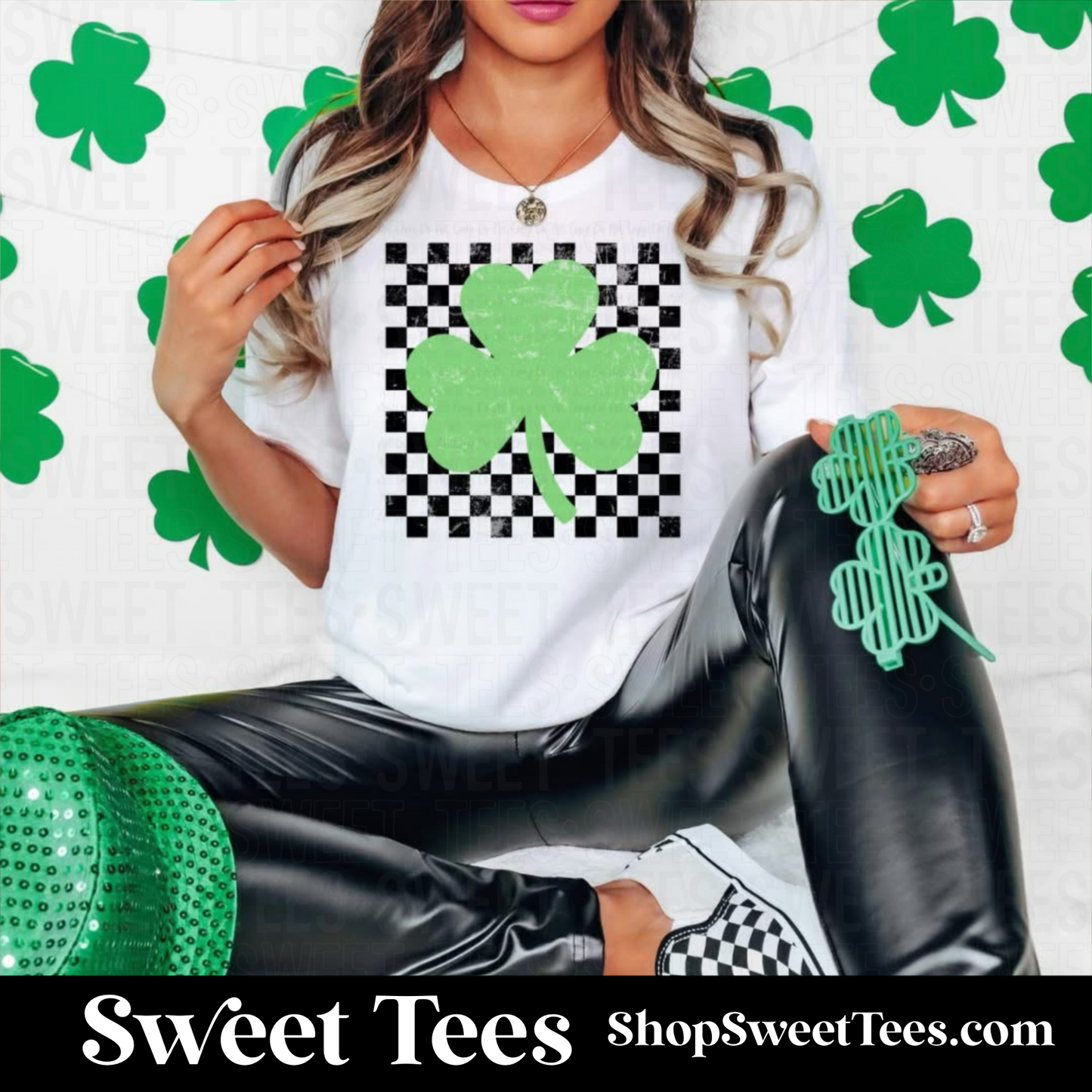 Checker Shamrock tee