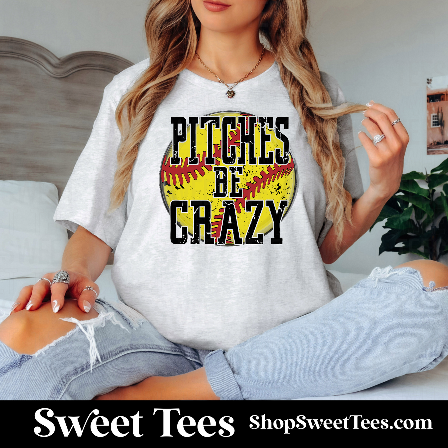 Pitches Be Crazy Softball tee