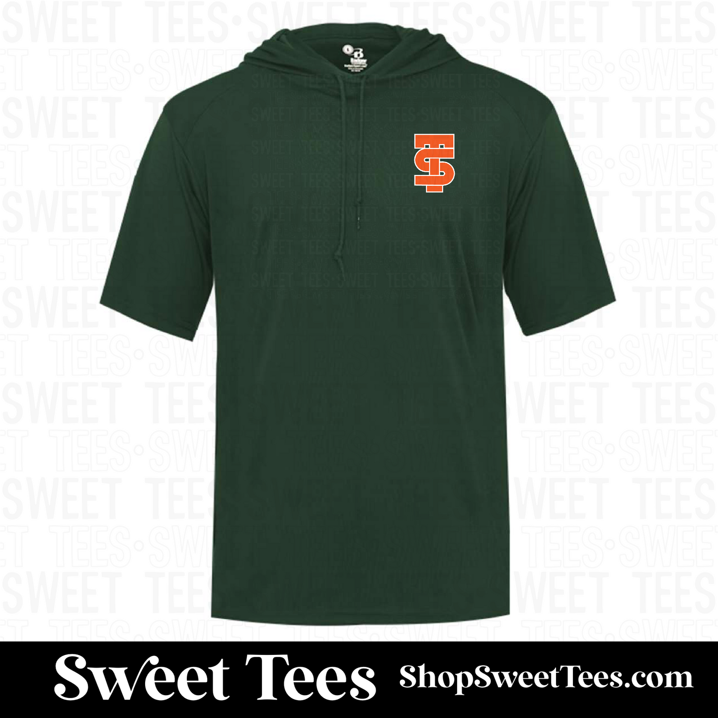 Texas Slam Orange Pocket Print Hooded Drifit Short Sleeve tee