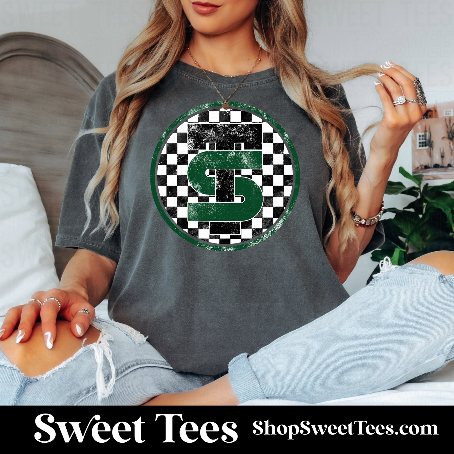 Texas Slam Circle Checker Grunge tee