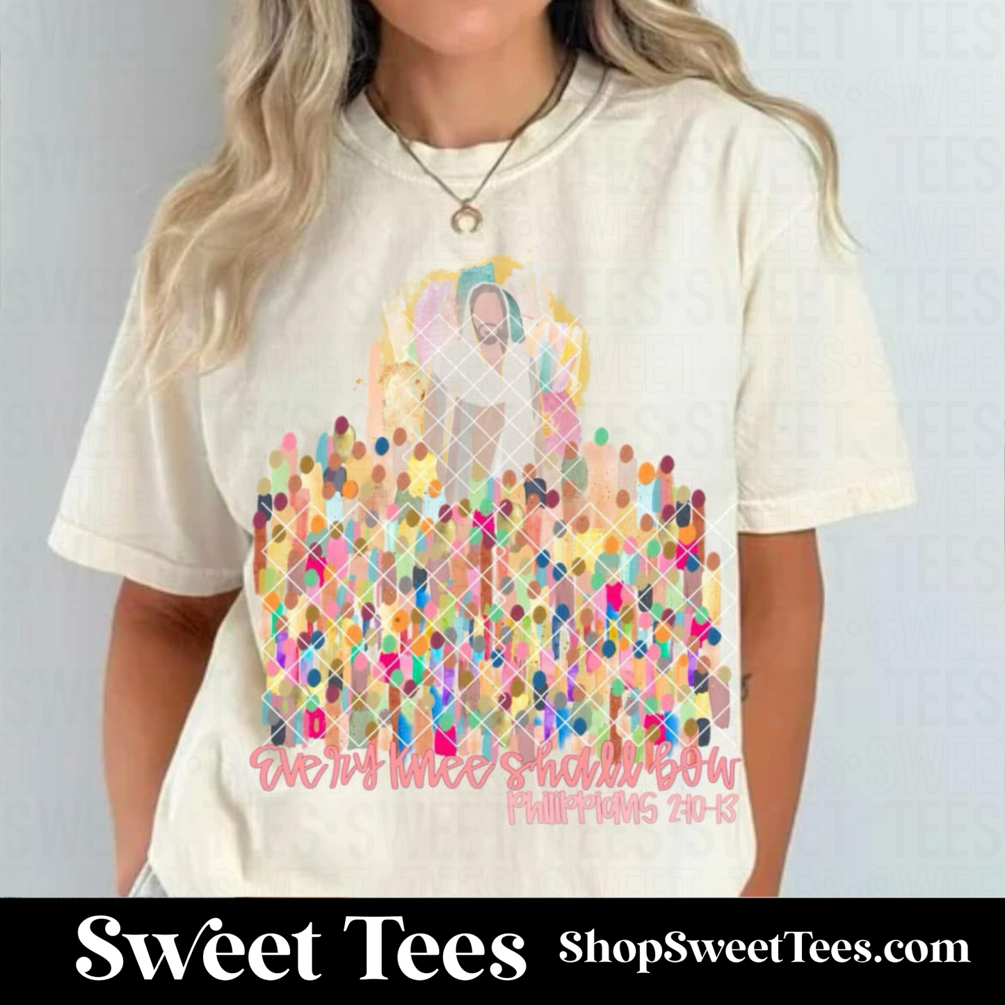 Every Knee Shall Bow tee (colorful version)