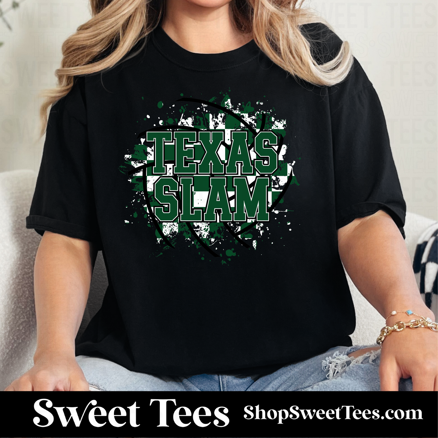 Texas Slam Volleyball Checker Spatter tee