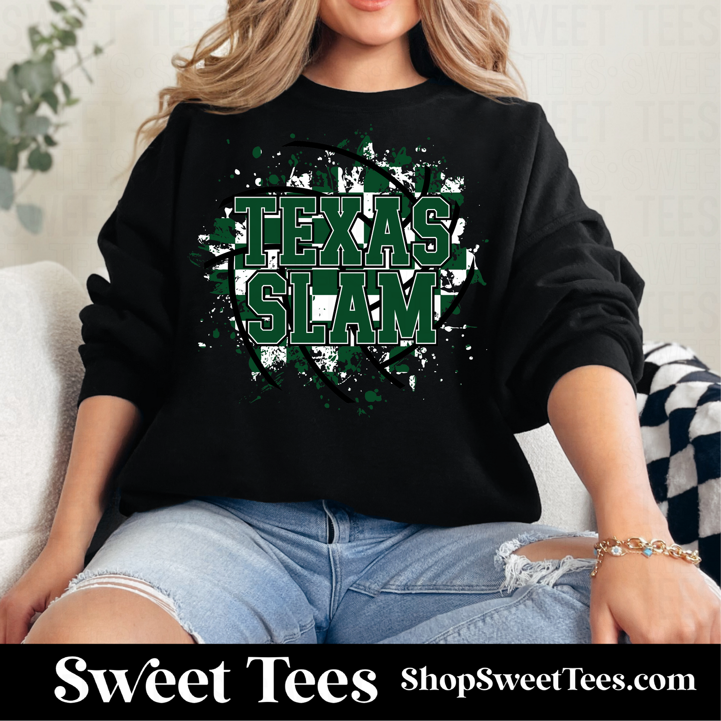 Texas Slam Volleyball Checker Spatter Sweatshirt