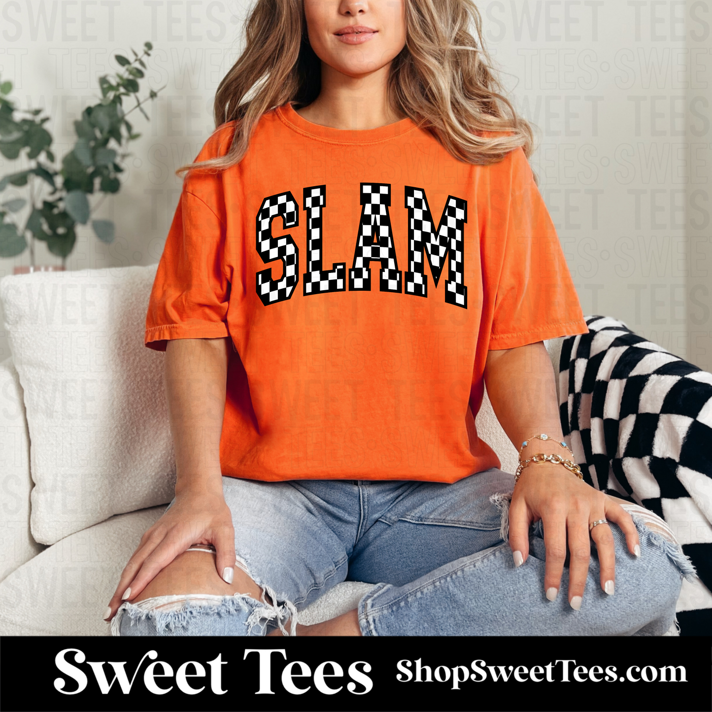 Checkered Slam tee - Orange