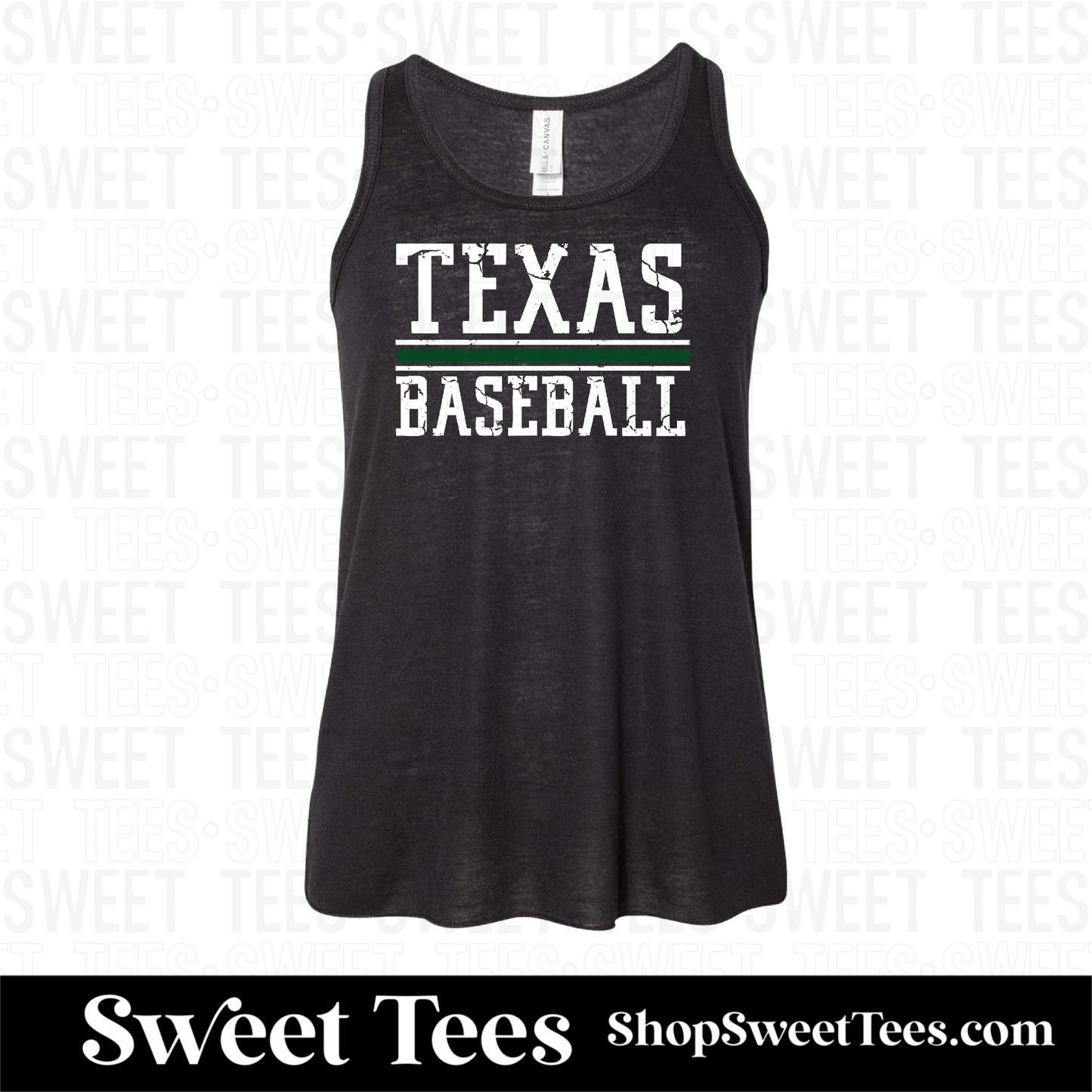 Texas Baseball College Ruled Black Bella Tank