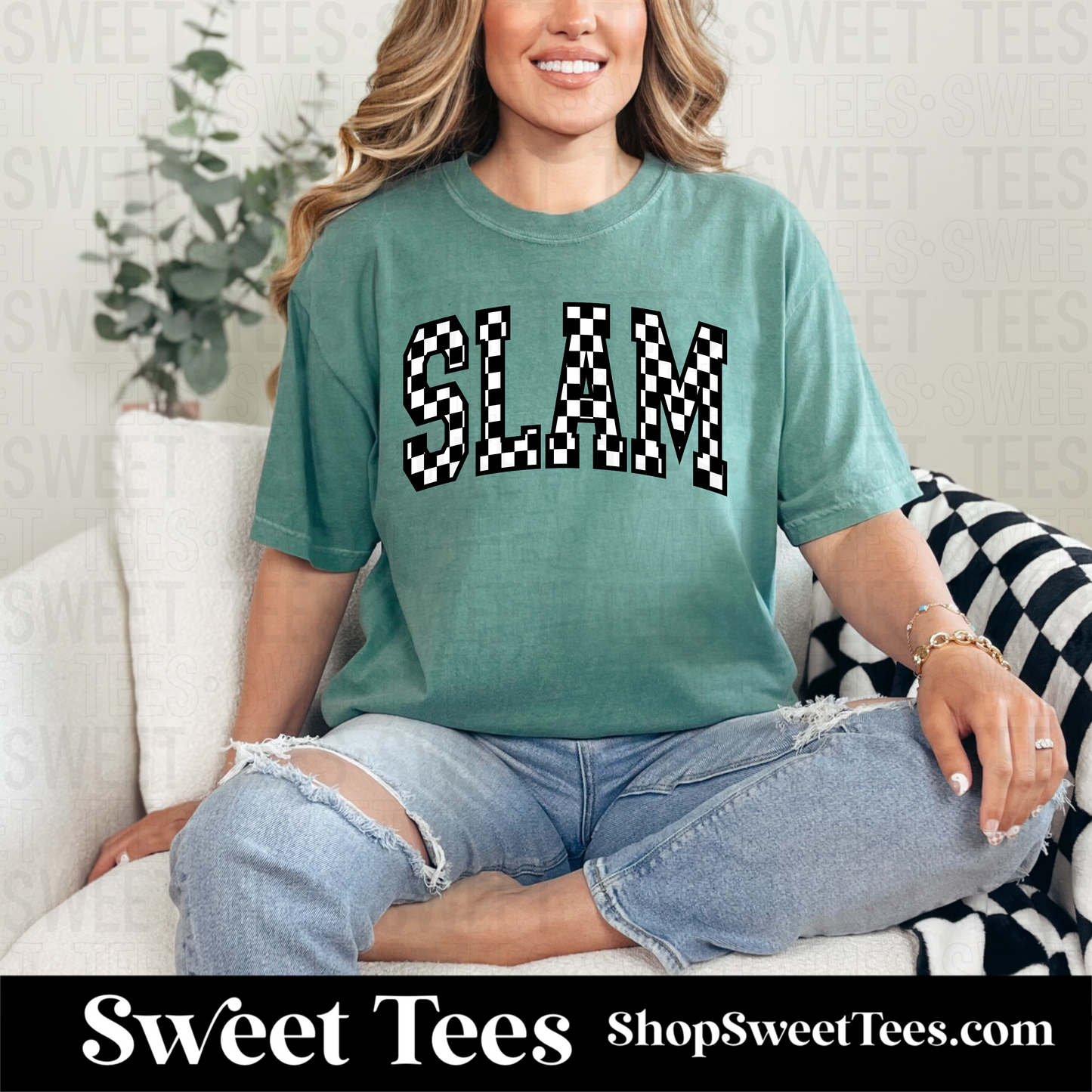 Checkered Slam tee - Green CC