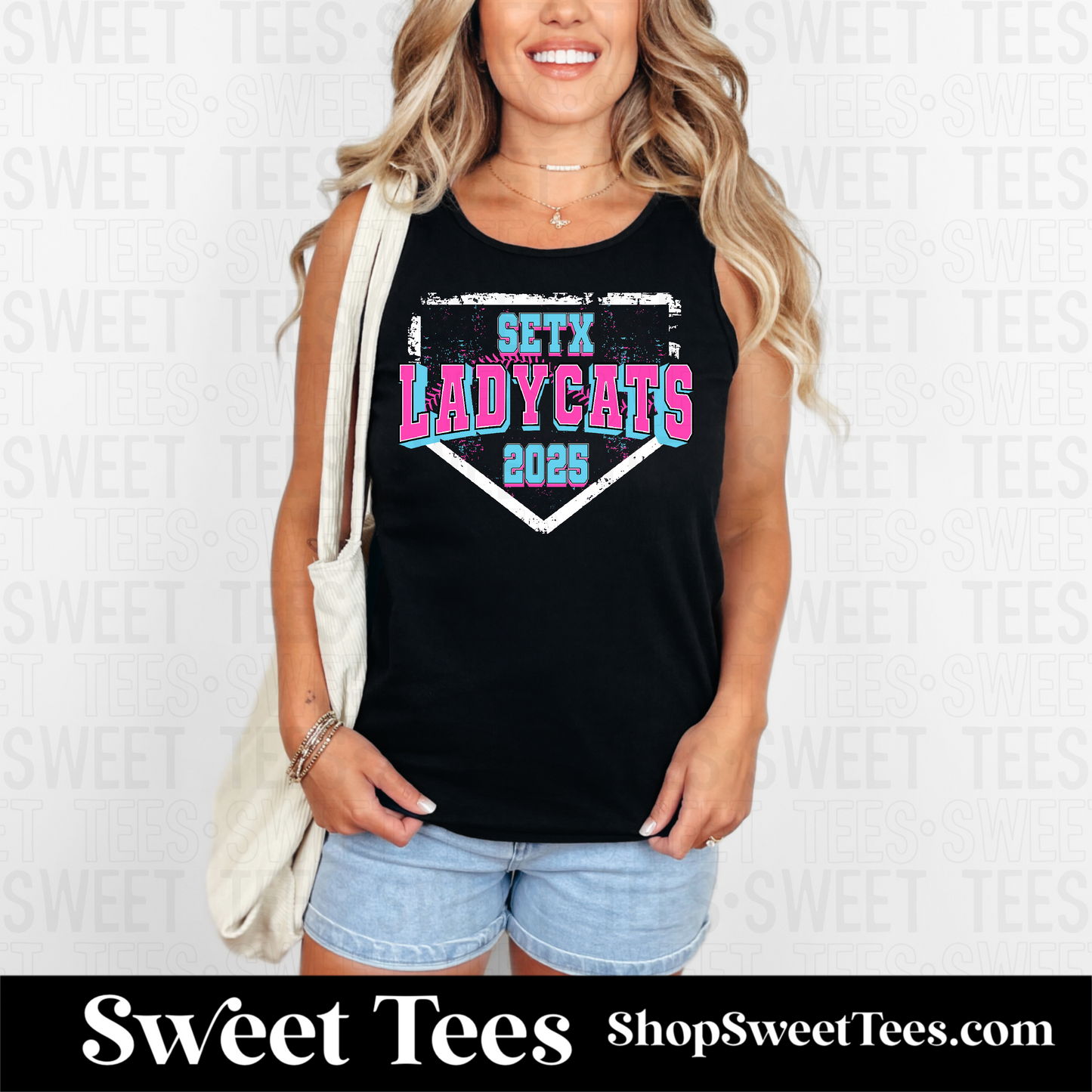 SETX Ladycats Grunge Plate CC Tank - Black