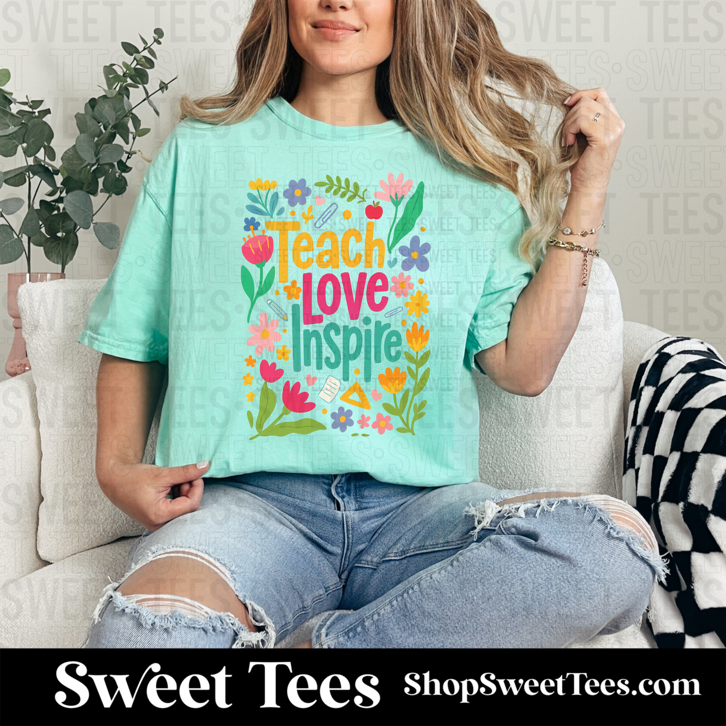 Teach Love Inspire Flower tee