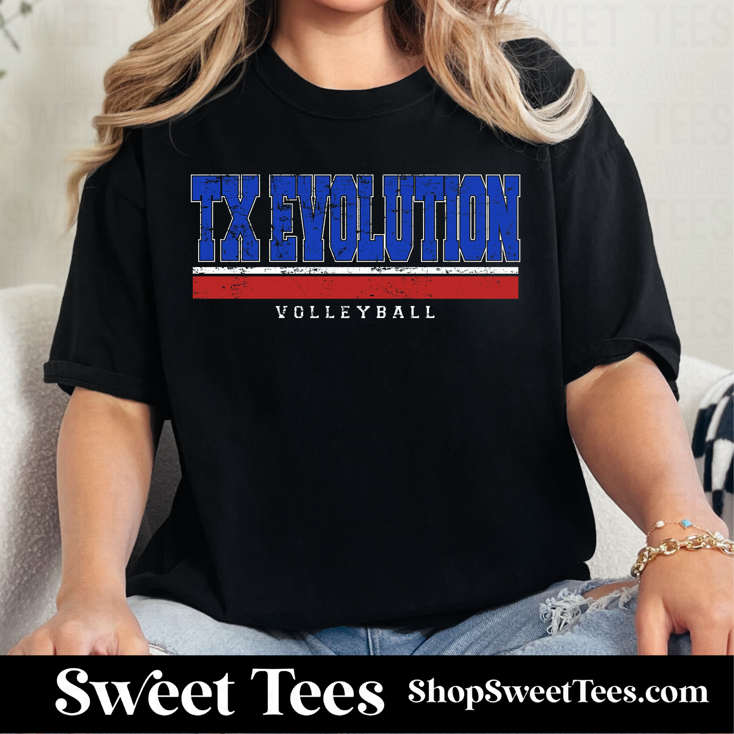 TX Evolution Volleyball Grunge Lined 083 tee