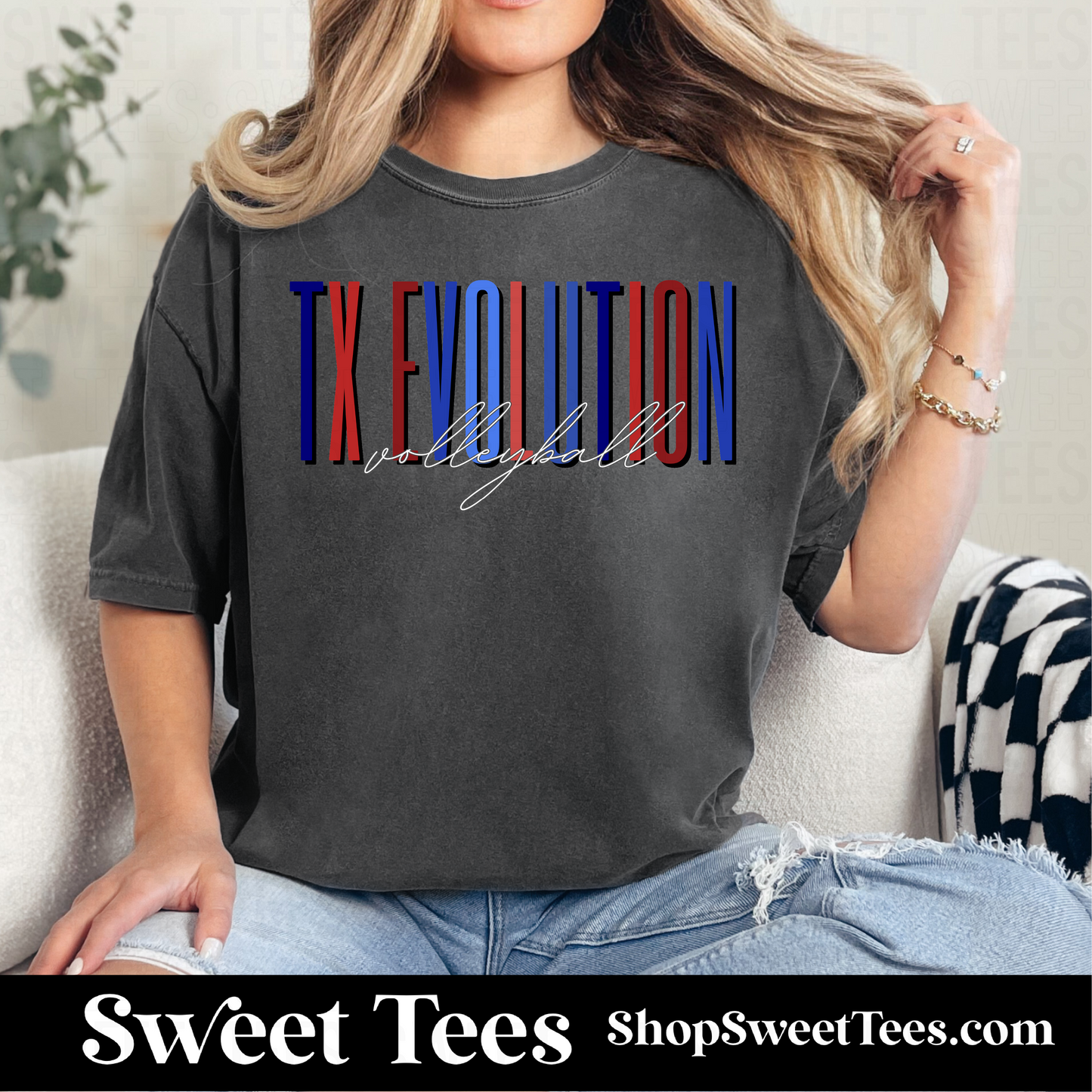 TX Evolution Volleyball Ombre Script 135 tee