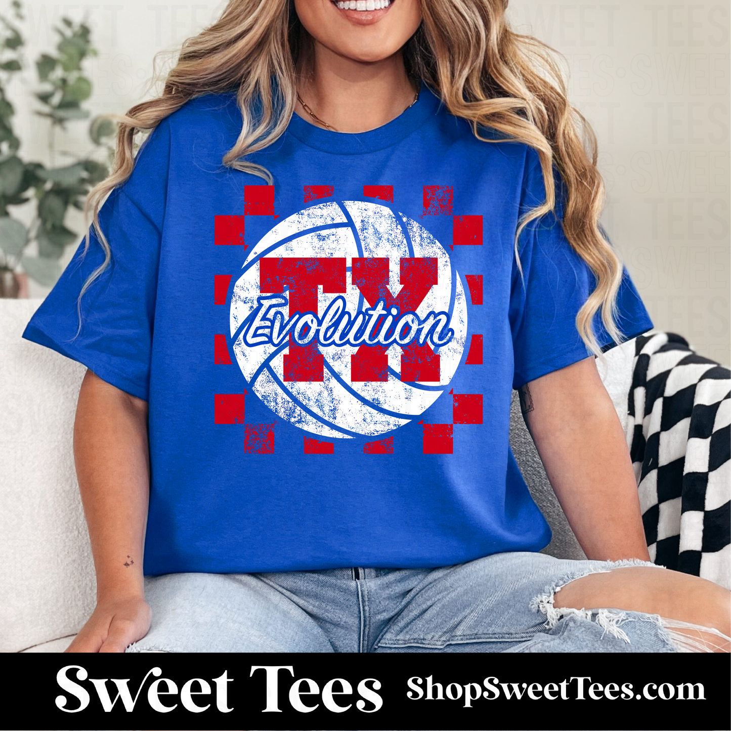 TX Evolution Volleyball Grunge Checker tee