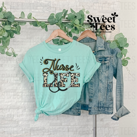 Leopard Nurse Life tee