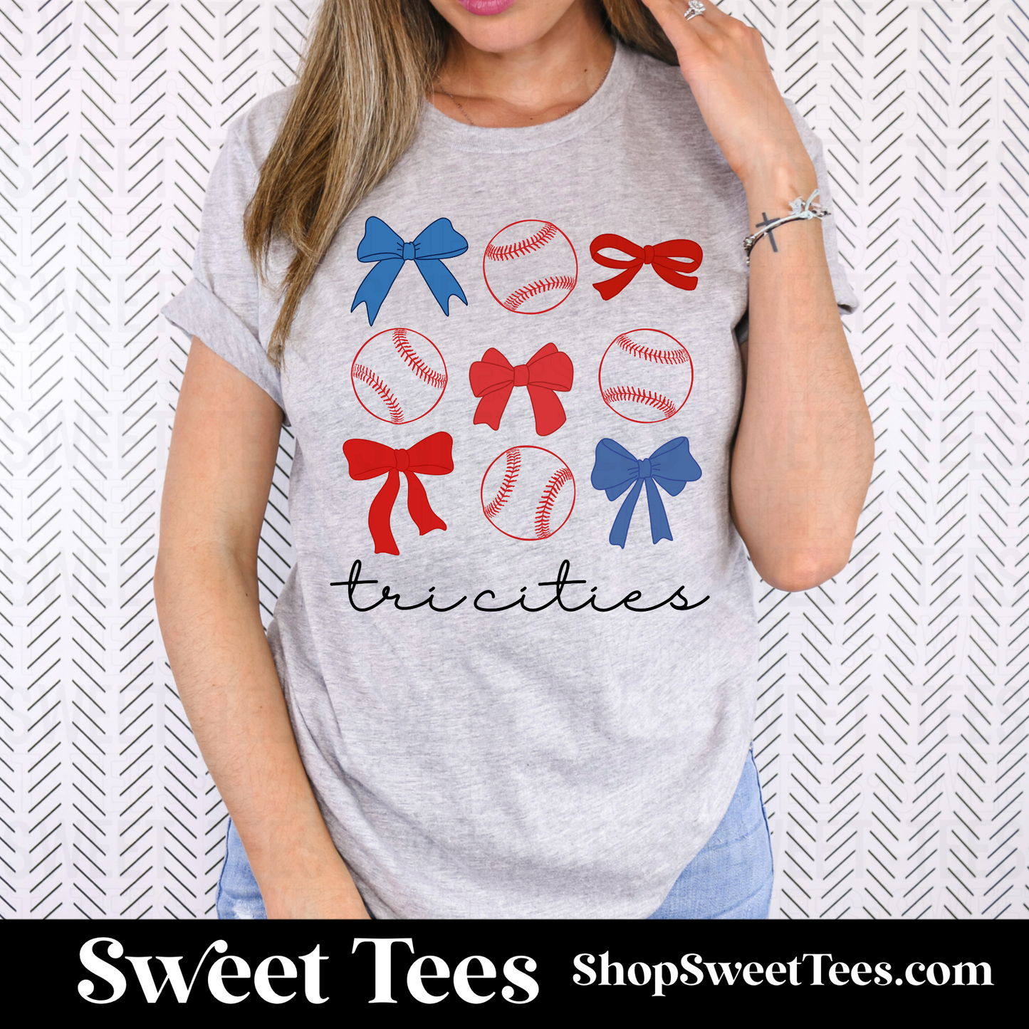 Tri-Cities Baseball Coquette Bows tee