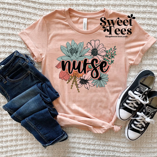 Floral Nurse tee